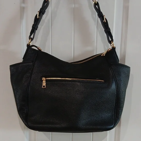 Coach (Rori) Black Leather Shoulder Bag with Gold Hardware - Picture 5 of 8